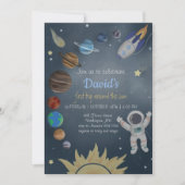 Astronaut Outer Space Planets Birthday Invitation Kaart (Voorkant)