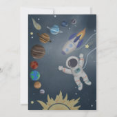 Astronaut Outer Space Planets Birthday Invitation Kaart (Achterkant)