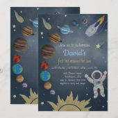 Astronaut Outer Space Planets Birthday Invitation Kaart (Voorkant / Achterkant)