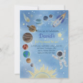 Astronaut Outer Space Planets Birthday Invitation Kaart (Voorkant)