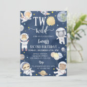 Astronaut Outer Space Safari Twee Wilde Verjaardag Kaart (Staand voorkant)