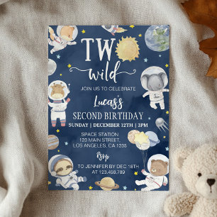 Astronaut Outer Space Safari Twee Wilde Verjaardag Kaart