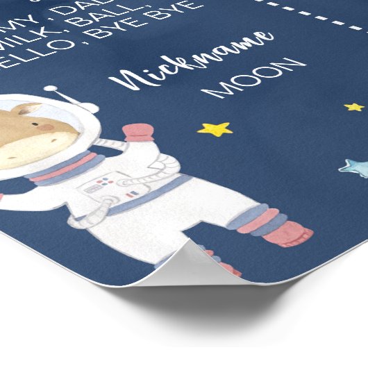 Astronaut Outer Space Safari Verjaardag Mijlpaal Poster (Hoek)