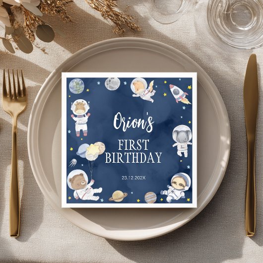 Astronaut Outer Space Safari Verjaardag servetten