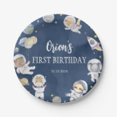 Astronaut Outer Space Safari Verjaardagspapier Bor Papieren Bordje (Voorkant)