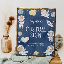 Astronaut Outer Space Safari Verjaardagstafelbord Poster