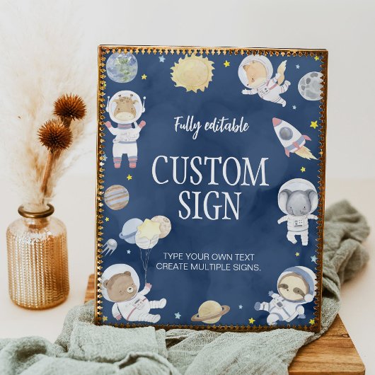 Astronaut Outer Space Safari Verjaardagstafelbord Poster