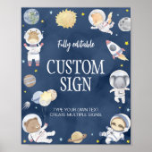 Astronaut Outer Space Safari Verjaardagstafelbord Poster (Voorkant)
