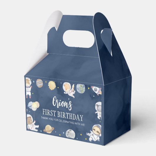 Astronaut Outer Space Safari Wild op een verjaarda Bedankdoosjes (Achterkant)