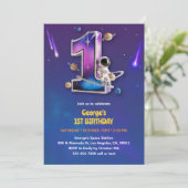 Astronaut Outer Space Thema Jongen 1e verjaardag Kaart (Staand voorkant)