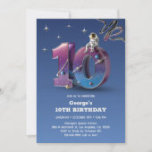 Astronaut Outer Space Theme Jongen 10e Verjaardag Kaart (Voorkant)