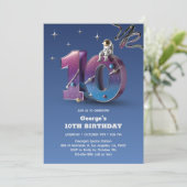 Astronaut Outer Space Theme Jongen 10e Verjaardag Kaart (Staand voorkant)