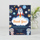 Astronaut Outer Space Verjaardag Dank je kaart (Staand voorkant)