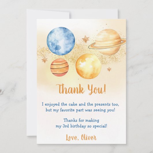 Astronaut Outer Space Verjaardag Dank je kaart (Voorkant)