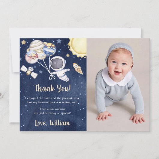 Astronaut Outer Space Verjaardag Dank je kaart (Voorkant)