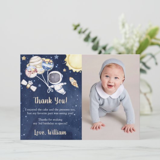 Astronaut Outer Space Verjaardag Dank je kaart (Staand voorkant)