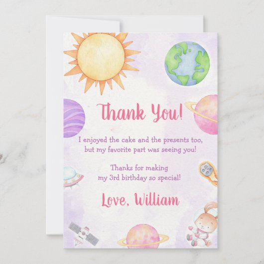 Astronaut Outer Space Verjaardag Dank je kaart (Voorkant)