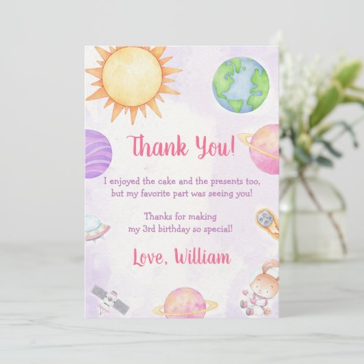 Astronaut Outer Space Verjaardag Dank je kaart (Staand voorkant)