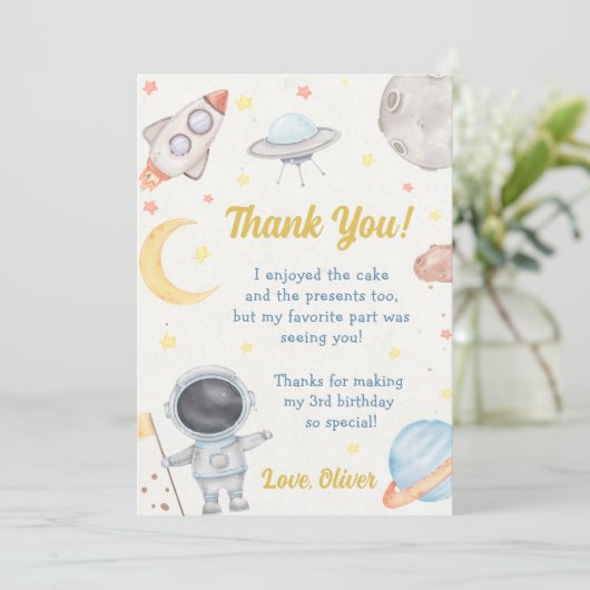 Astronaut Outer Space Verjaardag Dank je kaart (Staand voorkant)