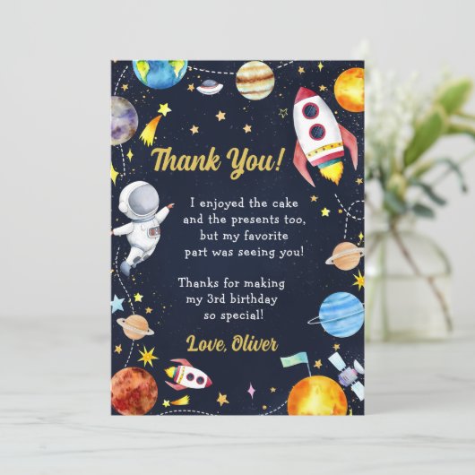 Astronaut Outer Space Verjaardag Dank je kaart (Staand voorkant)
