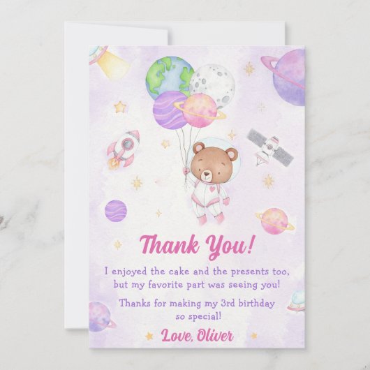 Astronaut Outer Space Verjaardag Dank je kaart (Voorkant)