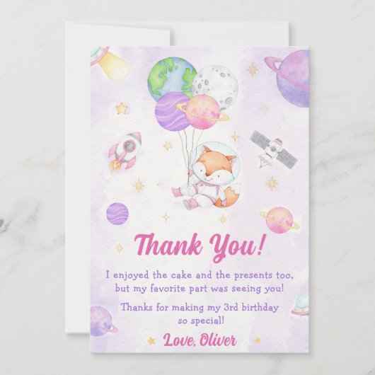 Astronaut Outer Space Verjaardag Dank je kaart (Voorkant)