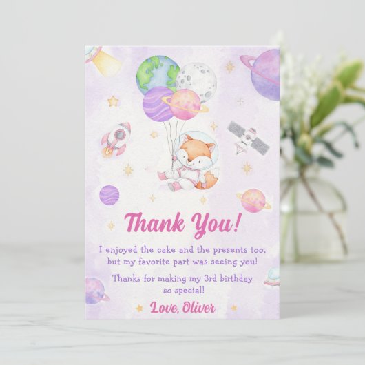 Astronaut Outer Space Verjaardag Dank je kaart (Staand voorkant)