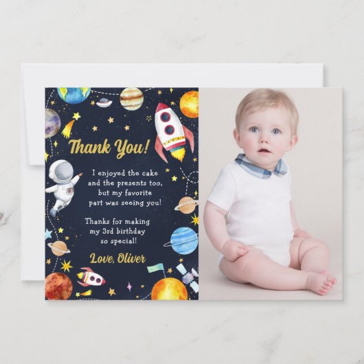 Astronaut Outer Space Verjaardag Dank je kaart (Voorkant)
