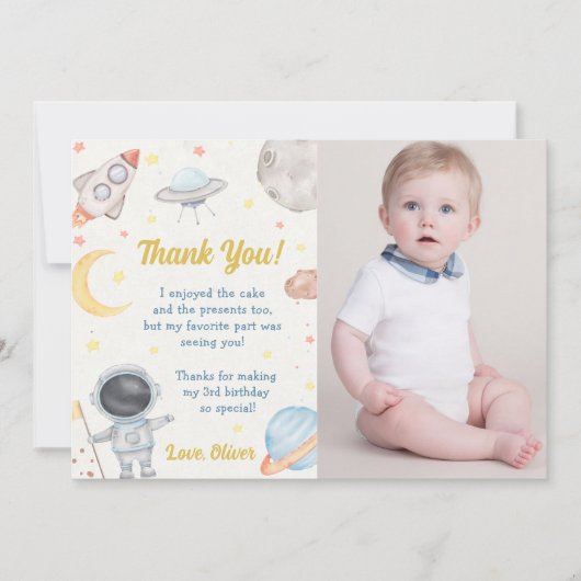 Astronaut Outer Space Verjaardag Dank je kaart (Voorkant)