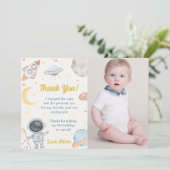 Astronaut Outer Space Verjaardag Dank je kaart (Staand voorkant)