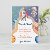Astronaut Outer Space Verjaardag Dank je kaart (Staand voorkant)