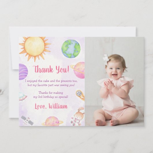 Astronaut Outer Space Verjaardag Dank je kaart (Voorkant)