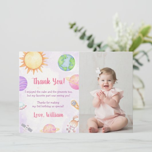 Astronaut Outer Space Verjaardag Dank je kaart (Staand voorkant)