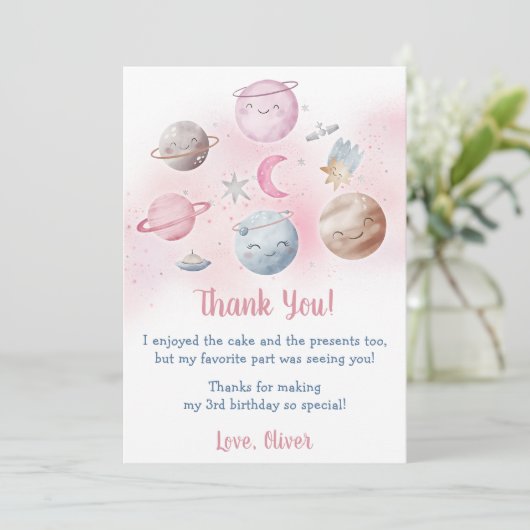 Astronaut Outer Space Verjaardag Dank je kaart (Staand voorkant)