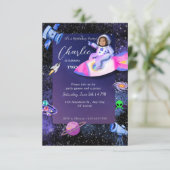 Astronaut Outer Space Verjaardag Foto Kaart (Staand voorkant)