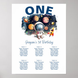 Astronaut Outer Space Verjaardag Zitkaarten Teken Poster
