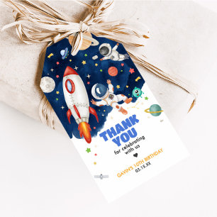 Astronaut Outer Space Verjaardagsfeestje Favor Tag Cadeaulabel