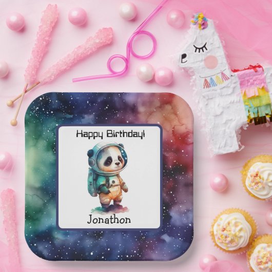 Astronaut Outer Space Verjaardagspapier Bord (Feest)