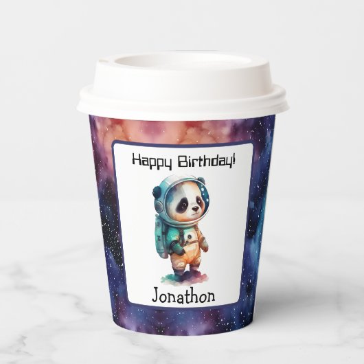 Astronaut Outer Space Verjaardagspapier Cup Papieren Bekers (Achterkant)