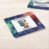 Astronaut Outer Space Verjaardagspapier Onderzette Kartonnen Onderzetters (Schuin)