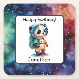 Astronaut Outer Space Verjaardagspapier Onderzette Kartonnen Onderzetters