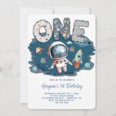 Astronaut Outerspace Rocket 1e verjaardag Kaart (Voorkant)