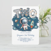 Astronaut Outerspace Rocket 2e verjaardag Kaart (Staand voorkant)