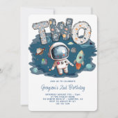 Astronaut Outerspace Rocket 2e verjaardag Kaart (Voorkant)