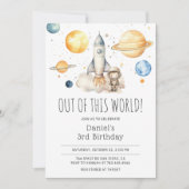 Astronaut Outerspace Rocket 3e verjaardag Kaart (Voorkant)