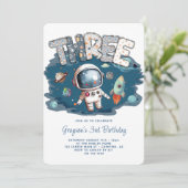 Astronaut Outerspace Rocket 3e verjaardag Kaart (Staand voorkant)