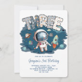 Astronaut Outerspace Rocket 3e verjaardag Kaart (Voorkant)