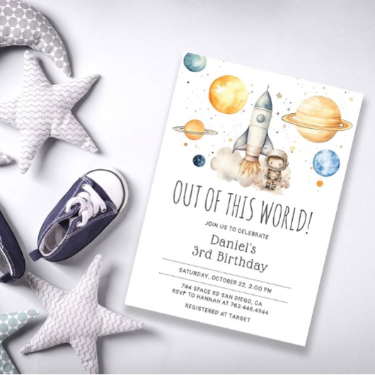 Astronaut Outerspace Rocket 3e verjaardag Kaart