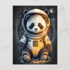Astronaut Panda Beer Illustratie Briefkaart