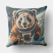 Astronaut Panda in de ruimte surreële dierennurser Kussen (Achterkant)